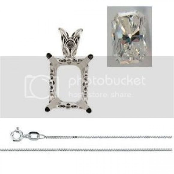Radiant Diamond Pendant 14K White 0.71 Ct G I1 Enhanced C203512